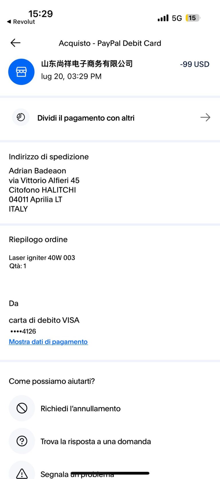 Payment Screenshot